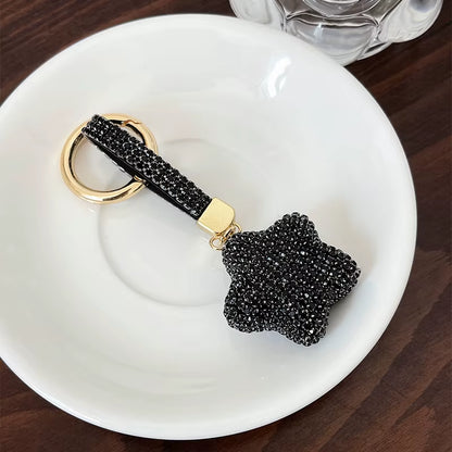 Full Crystals Anime Cartoon Keychain Wommen Bag Key Ring Hearts Bulldog Bears Souvenirs Gifts Брелоки