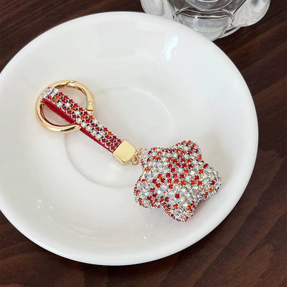 Full Crystals Anime Cartoon Keychain Wommen Bag Key Ring Hearts Bulldog Bears Souvenirs Gifts Брелоки